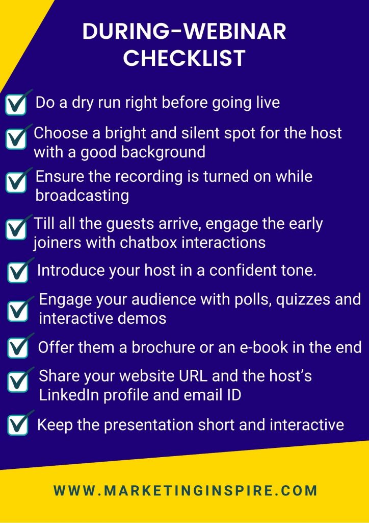 this checklist has the best practices to follow during conducting a webinar